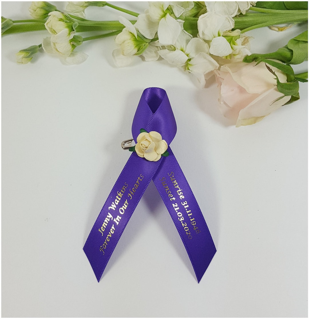 Personalised Funeral Ribbons. Keepsake Memorial Ribbon Flower. Pre
