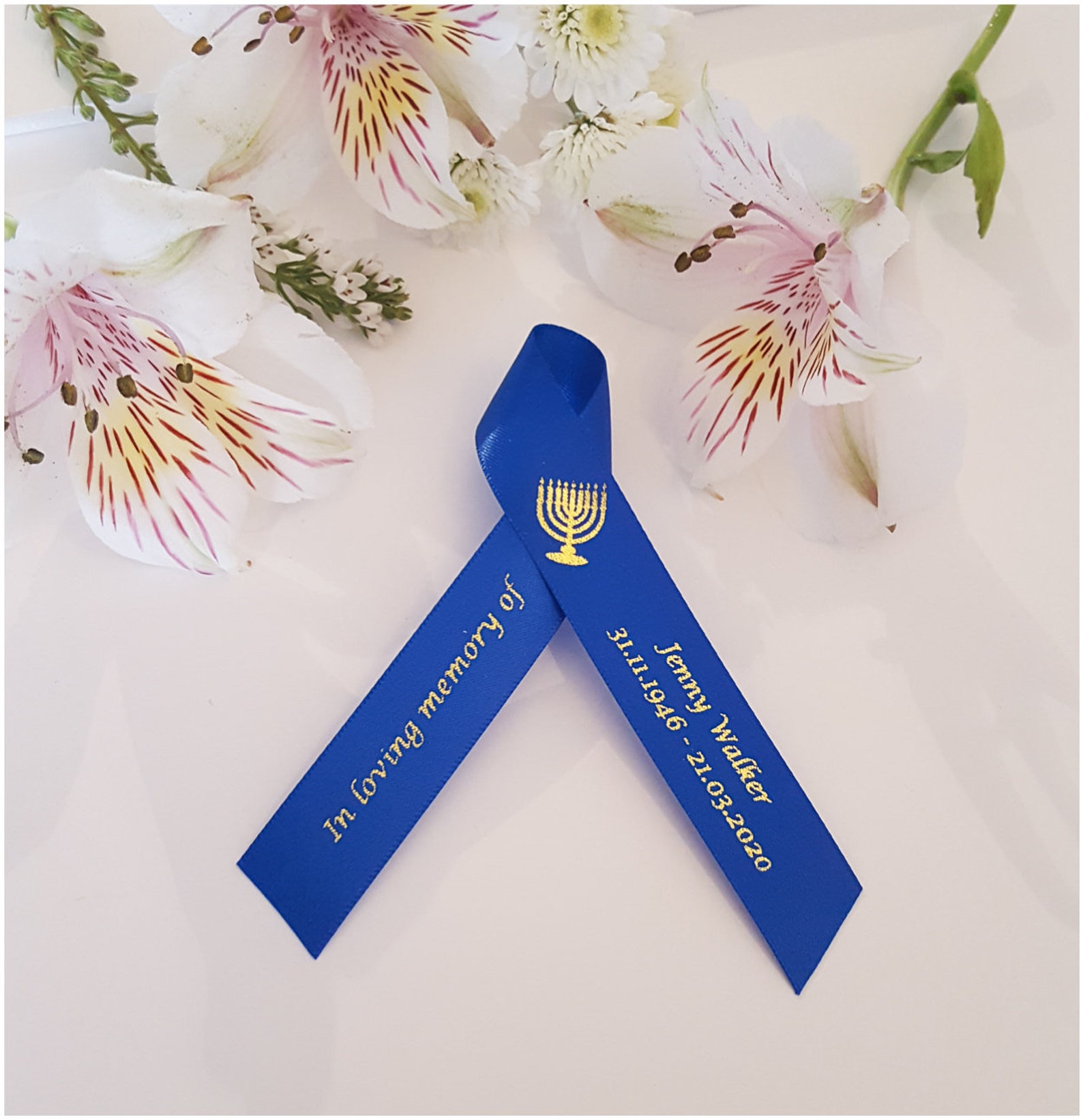 Personalised Funeral Ribbons. Menorah Memorial Ribbons. Satin - Etsy UK