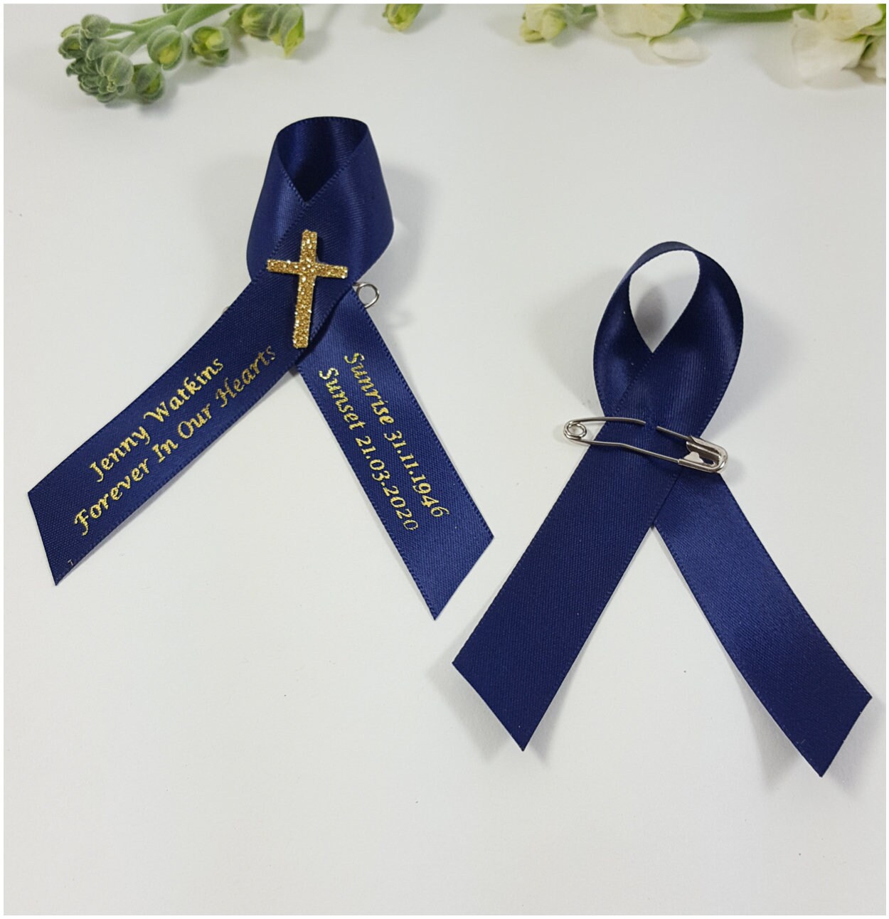 Personalised Funeral Ribbons. in Loving Memory Pre Shaped - Etsy UK