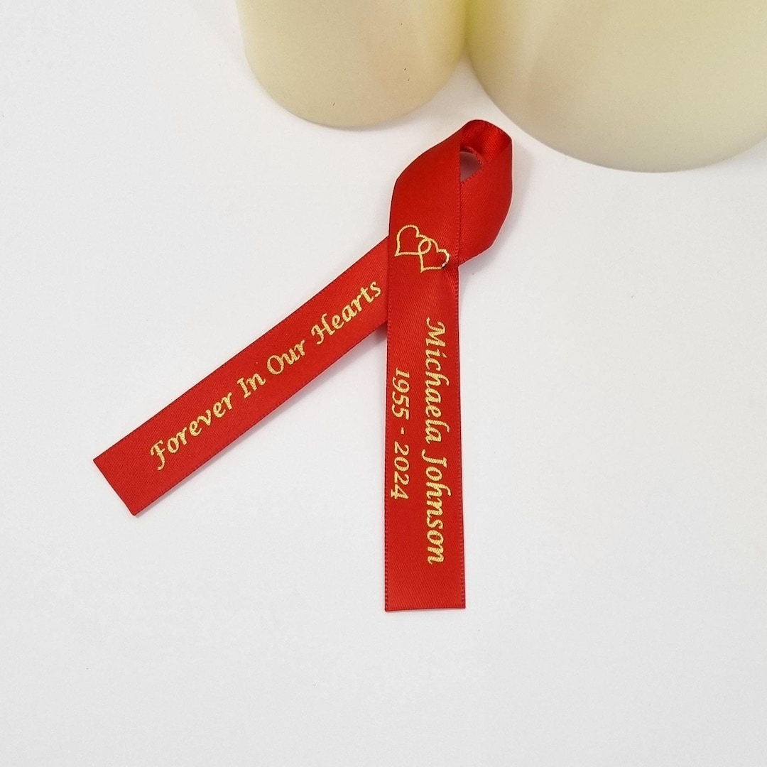 Personalised Funeral Ribbons Memorial Ribbons. in Loving Memory Shaped ...