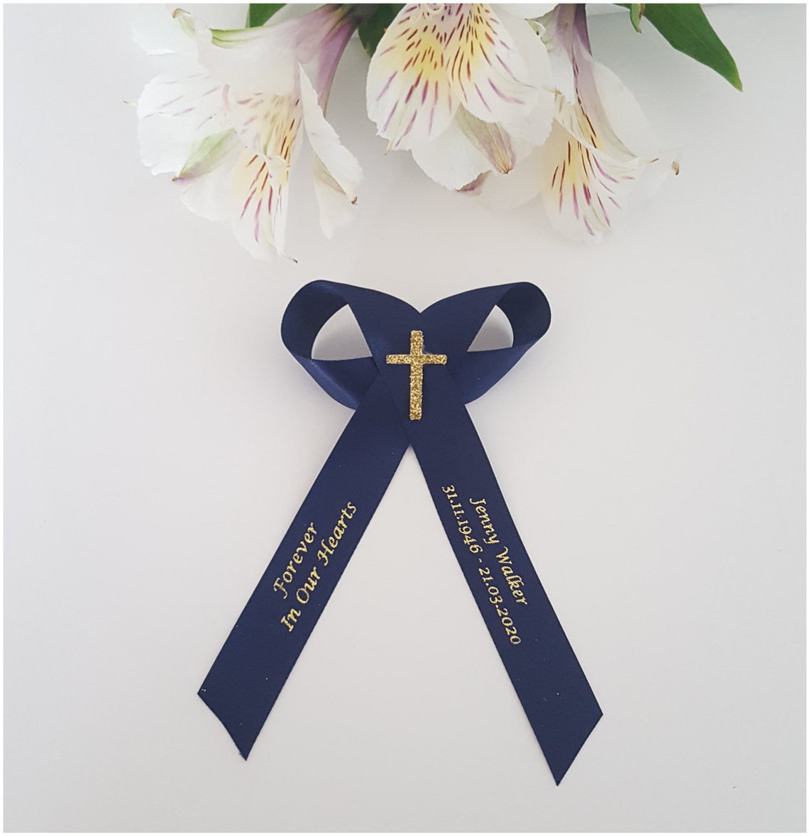 Any Colour Personalised Ribbon Funeral Ribbons. Double Loop Etsy UK