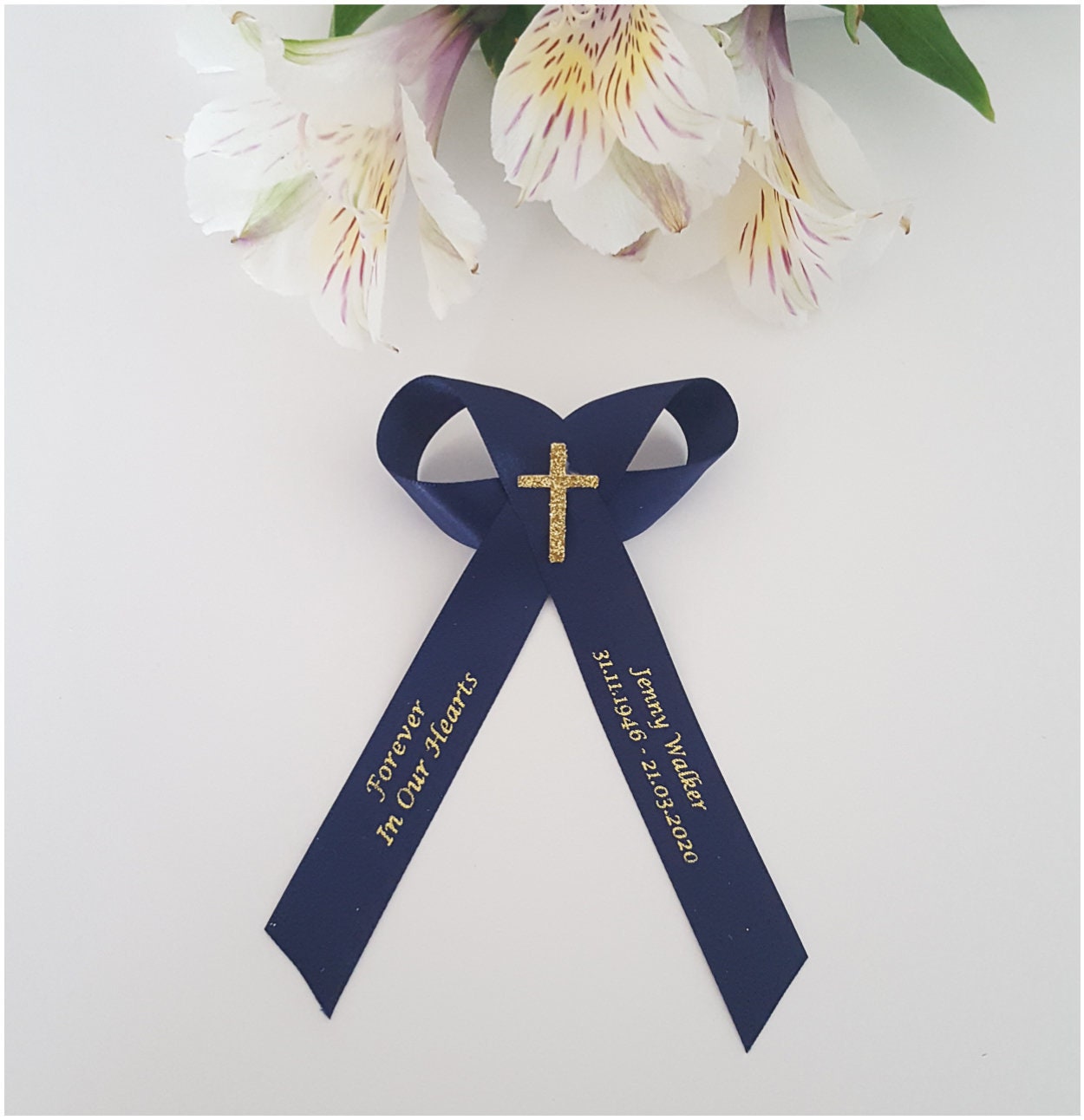 Any Colour Personalised Ribbon Funeral Ribbons. Double Loop Etsy
