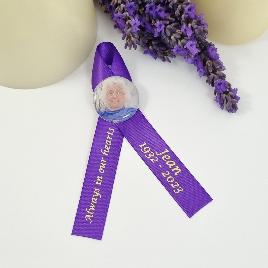 Personalised Funeral Ribbon With Photo Disc. Funeral Favor Ribbon ...