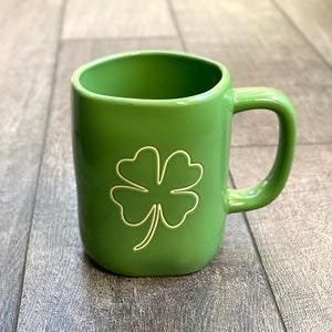 NEW Rae Dunn 2024 St. Patrick’s green Shamrock Coffee/Tea Mug - Lucky Mug - St. Patty’s day - Clover - luck of the Irish