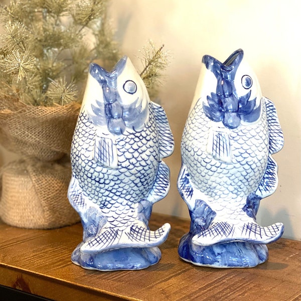 Blue Fish Vase Etsy