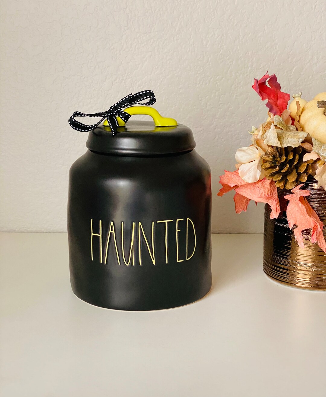 NEW Rae Dunn HAUNTED Black Halloween Canister With Sealing Lid Etsy