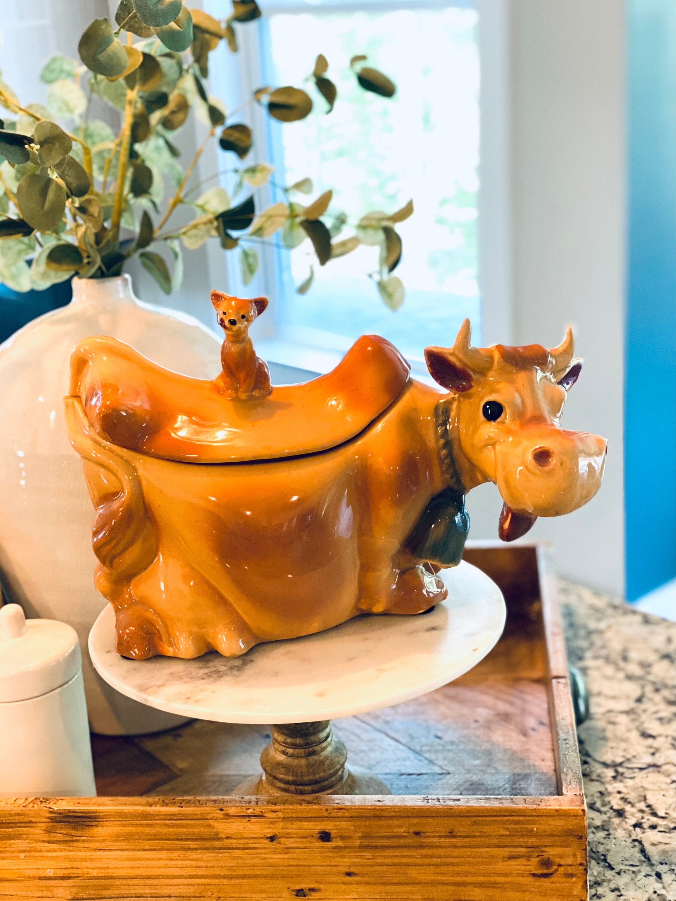 Vintage Mccoy Brush Brown “elsie the Cow” Cookie Jar 40's With