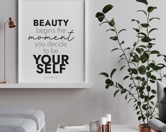 BE YOURSELF A3 Poster - Quote Coco Chanel