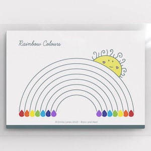 Learn Rainbow colors, Play Doh activity mat Toddlers, Pre-writing practice, Learning activity, Homeschool / busy book worksheet, Preschool
