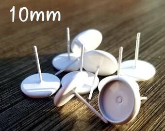 White Earring Setting | 10mm Earring Setting | 10 piece White Earring Lot | Wholesale Earrings | White earring tray