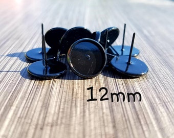 Black 12mm Earring Setting | 12mm Earring Setting | Black Earring Lot | Wholesale Earrings | Black earring tray