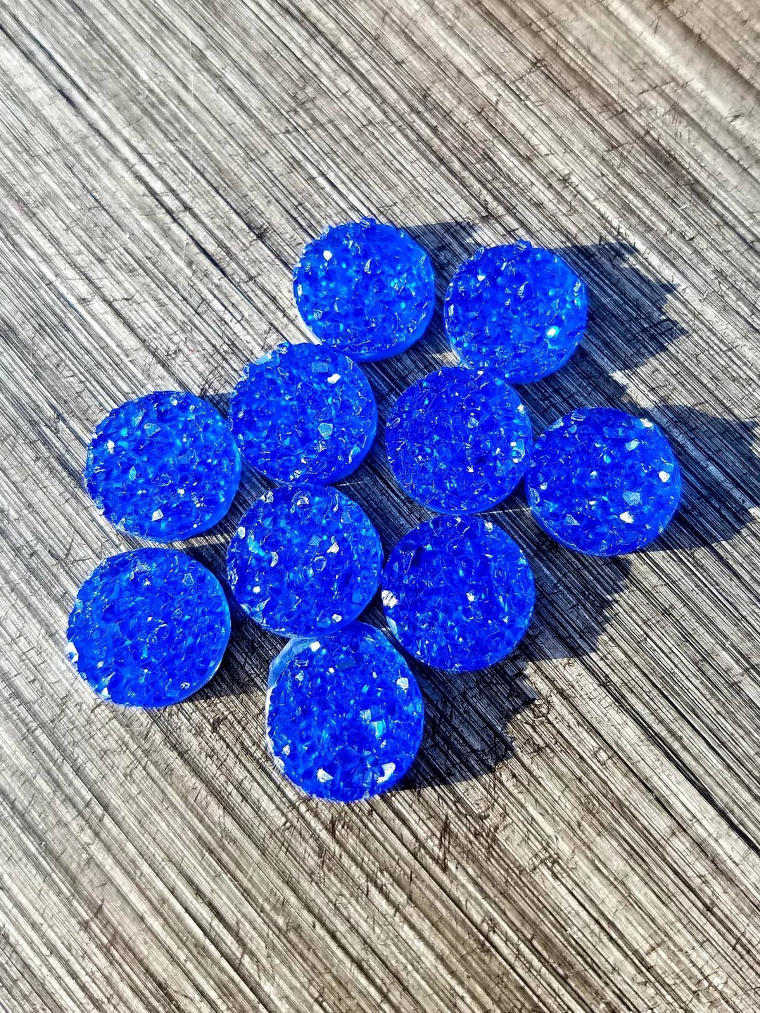 Sapphire Blue Druzy 10 Piece 12mm Blue Crystal Druzy Resin Etsy