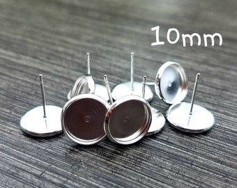 Silver Earring Setting | 10 piece 10mm Earring Setting | Silver Earring Lot | Wholesale Earrings | Silver earring tray