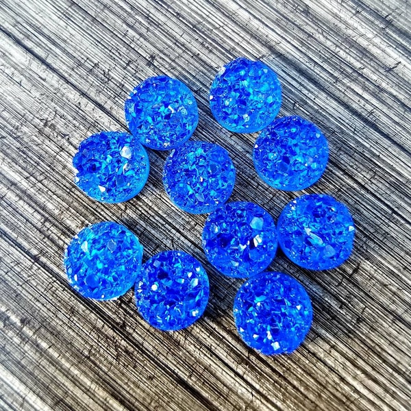 Sapphire blue druzy | 10 piece 8mm blue druzy | Glitter druzy | AB iridescent | 8mm DIY druzy | Blue druzy wholesale lot