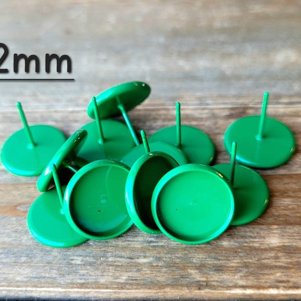 Green Earring Setting | 10 piece 12mm Earring Setting | Christmas Earring Lot | Wholesale Earrings | Green earring tray | Green bezel