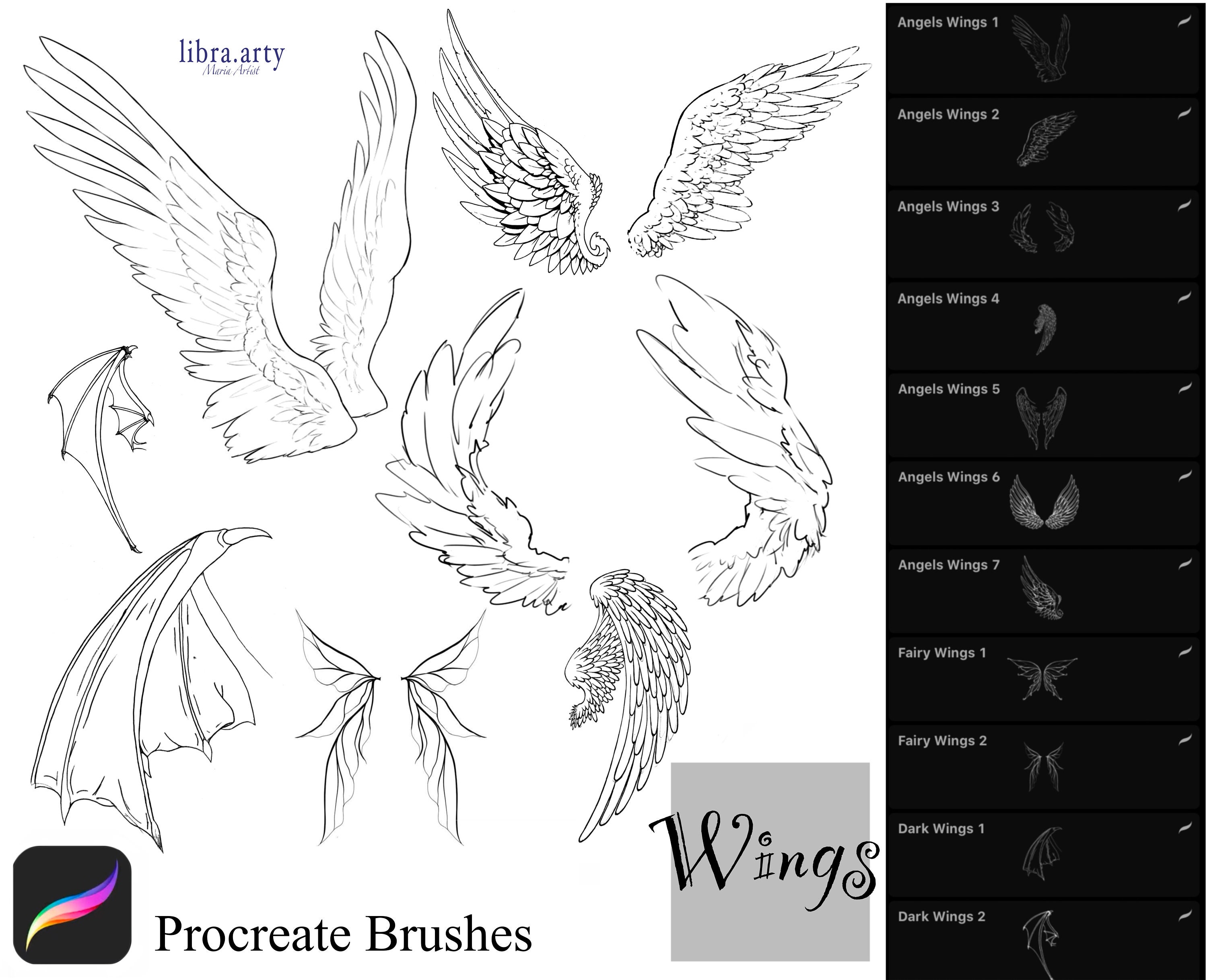 free procreate brushes wings