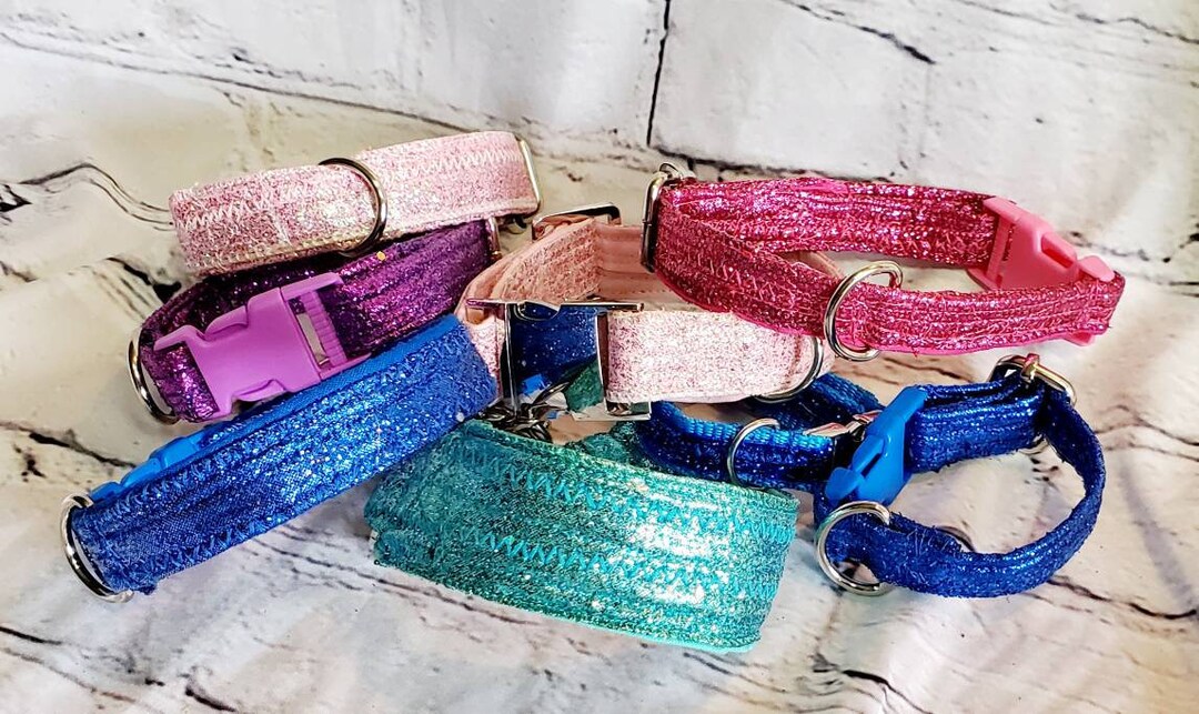 Glitter Pet Collars Adjustable Glitter Dog Collars Glitter Etsy
