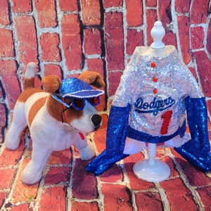 Réplica de Elton JohnDodger disfraz de mascota, disfraz de mascota de lentejuelas Dodger, disfraz de perro de Elton John, disfraz de mascota de Elton John, disfraz de mascota de béisbol de lentejuelas imagen 5
