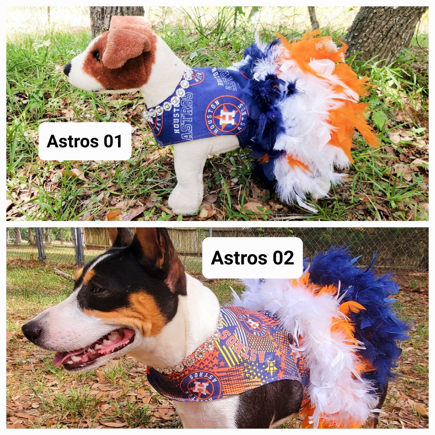 Houston Astros Feather Pet Dress Astros Feather Dog Dresses 