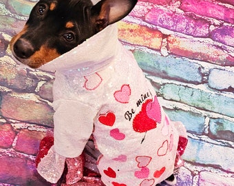 Valentine Pet Costume, Cupid Pet Costume, Cupid dog costume, Be Mine Pet Suit, Sequin pet clothes, Embroidered pet clothes, Valentine dog