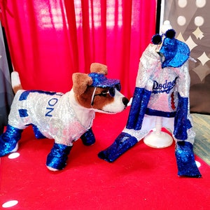 Elton John replicaDodger Pet Costume, Dodger sequin pet costume, Elton John dog costume, Elton John pet costume, sequin baseball pet costume image 9