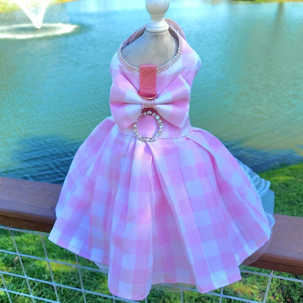 Barbie Pink Gingham Pet Barbie dress, pink gingham dog dress, pink gingham pet dress, Barbie pet dress, Halloween Pet costume, dog costume