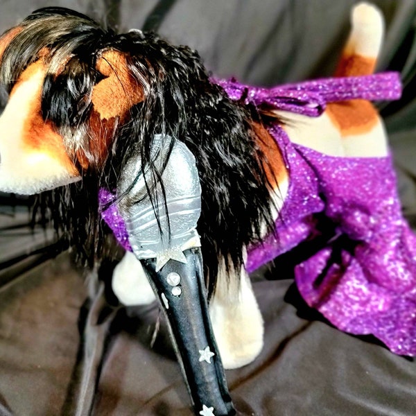 Selena replica Pet Costume, Selena Dog costume, Selena Iconic purple pet costume, Selena purple jumpsuit pet dog cat costume, wig selena