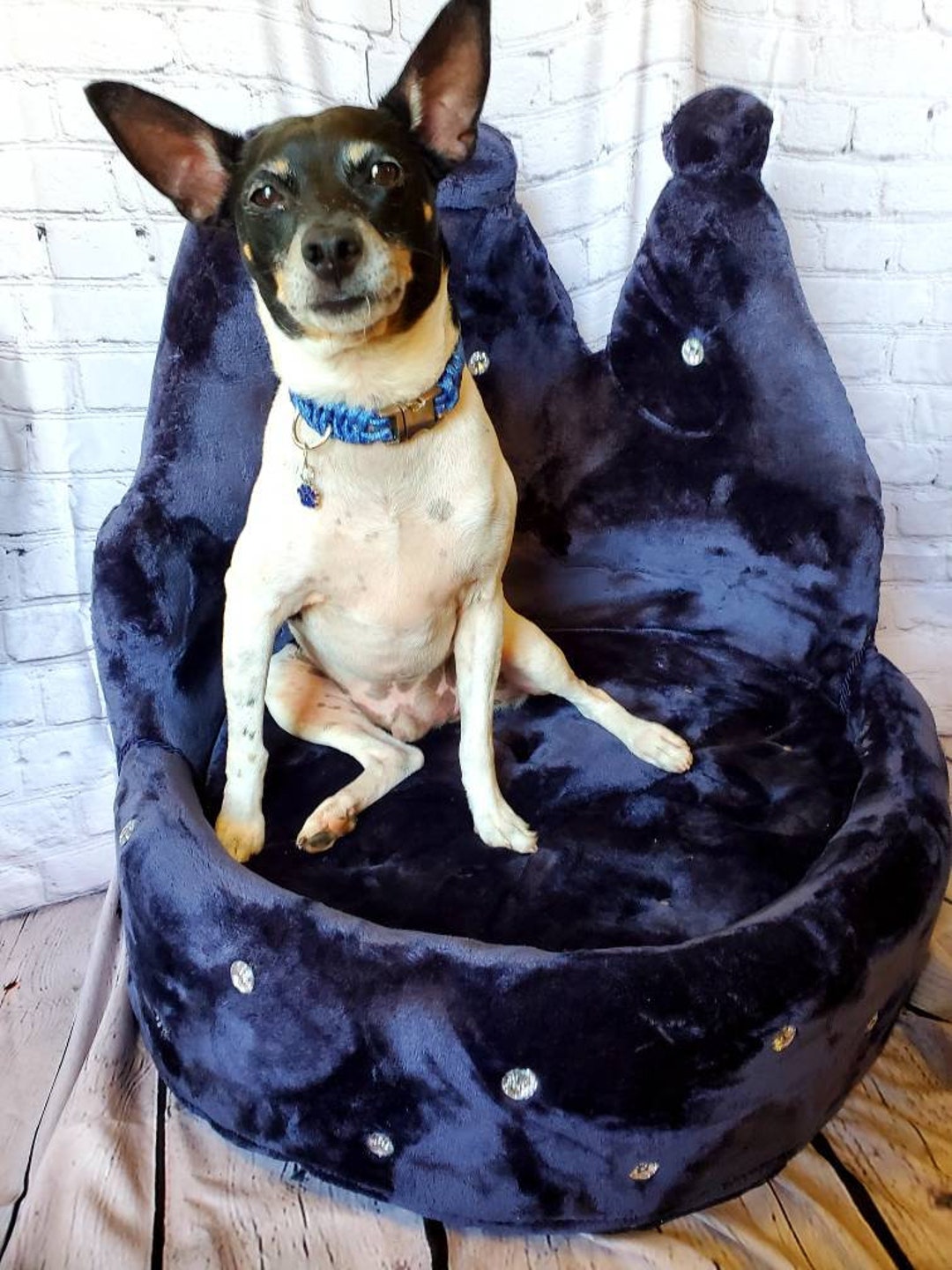 Crown Pet Bed, Crown Cat Bed Crown Dog Bed, Navy Pet Bed, Luxury Crown
