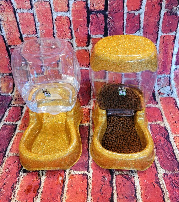 Glitter Gravity Food and Water Bowl Combo Gravity Food Pet Bowl Gravity Water Pet Bowl Dog Gravity Food Water Bowls Cat Gravity Bowls Etsy
