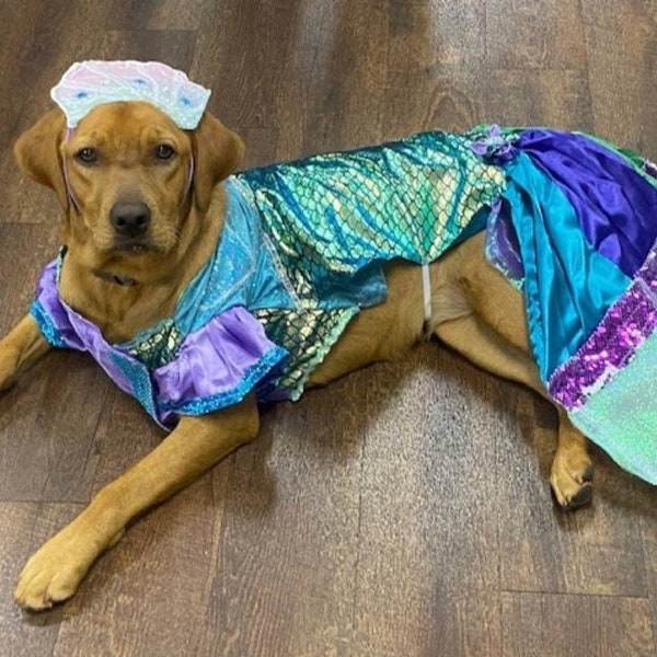 Mermaid Pet Costume, Pet Mermaid Costume, Little Mermaid Pet Costume, Mermaid dog Costume, Mermaid cat Costume, Halloween Pet costume