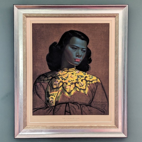 Extremely rare SIGNED Vladimir Tretchikoff - The Chinese Girl, vintage print in colour signed in ink V Tretchikoff 1960.