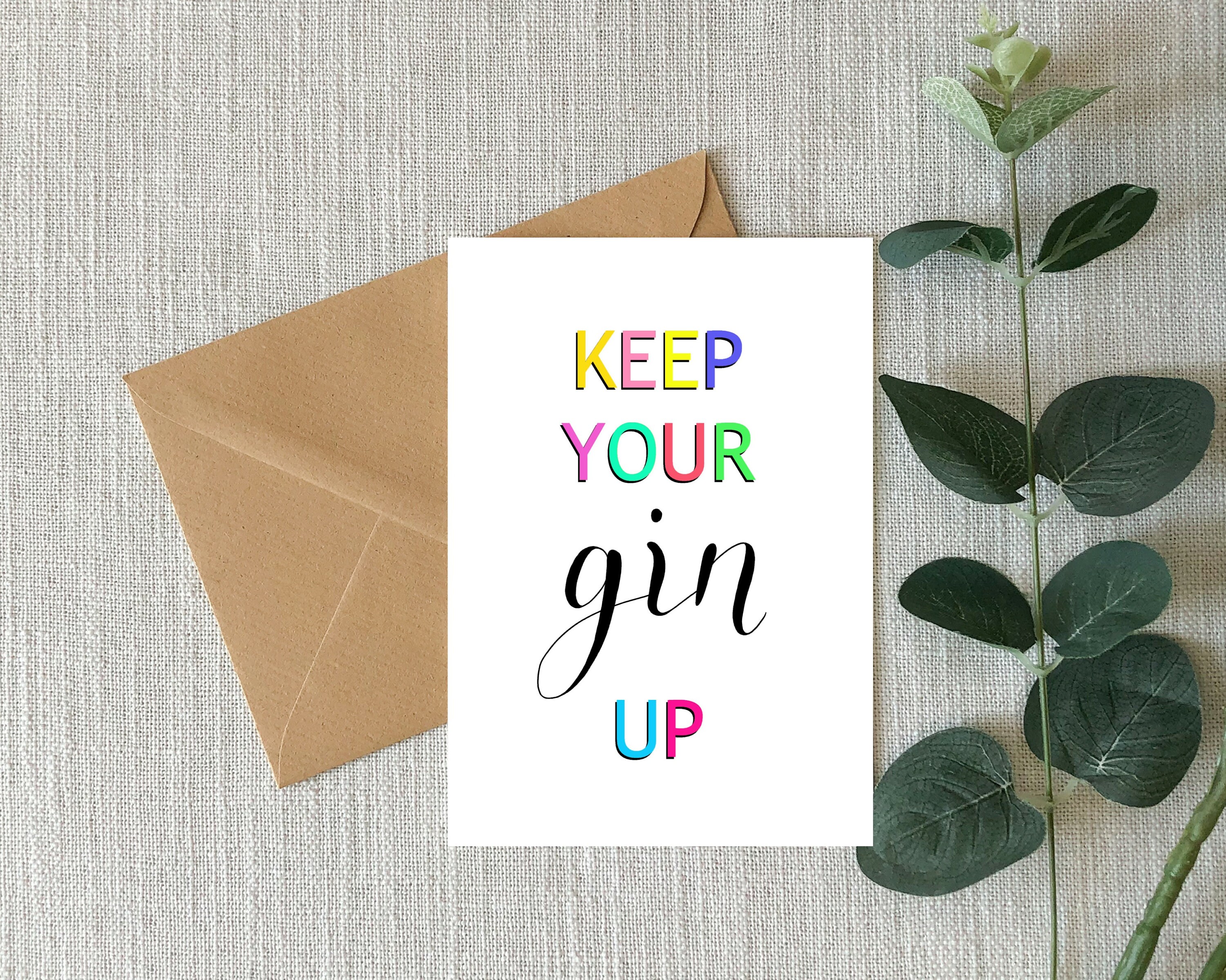 Gin Themed keep Your Gin Up Greetings Card Get Etsy