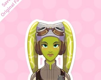 Adesivo Hera Syndulla, Collezione Donne della Galassia, Vinile, Star Wars, Ribelli, Twilek, Fan art, Kanan Jarrus, Guerre dei Cloni, laptop, fan girl