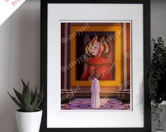 Her Mothers Footsteps, Glossy Print, Star Wars, Queen Amidala, Padme, Leia, Skywalker, Disney, Fan Art, Decor, Collectable, Prequels, Art