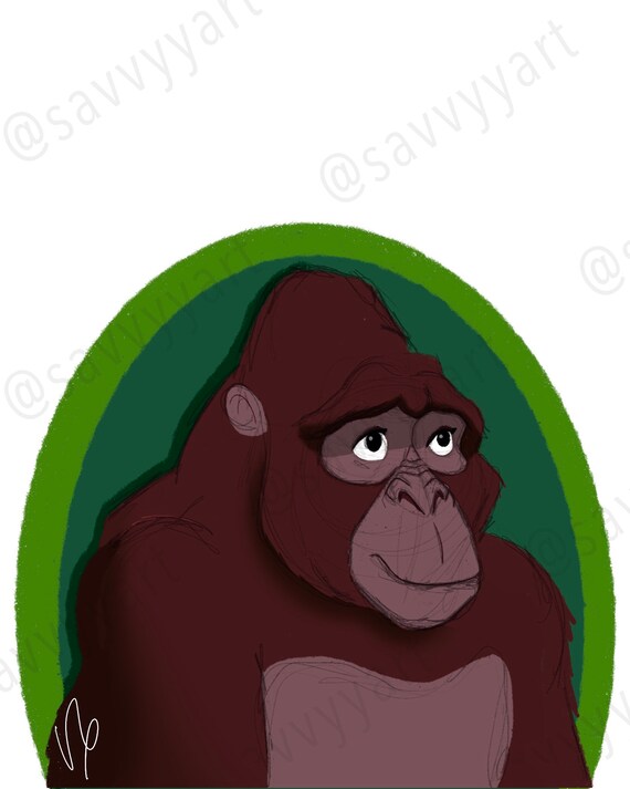 Kala Tarzan Gorilla Jane Sketch Disney Fan Portrait Etsy