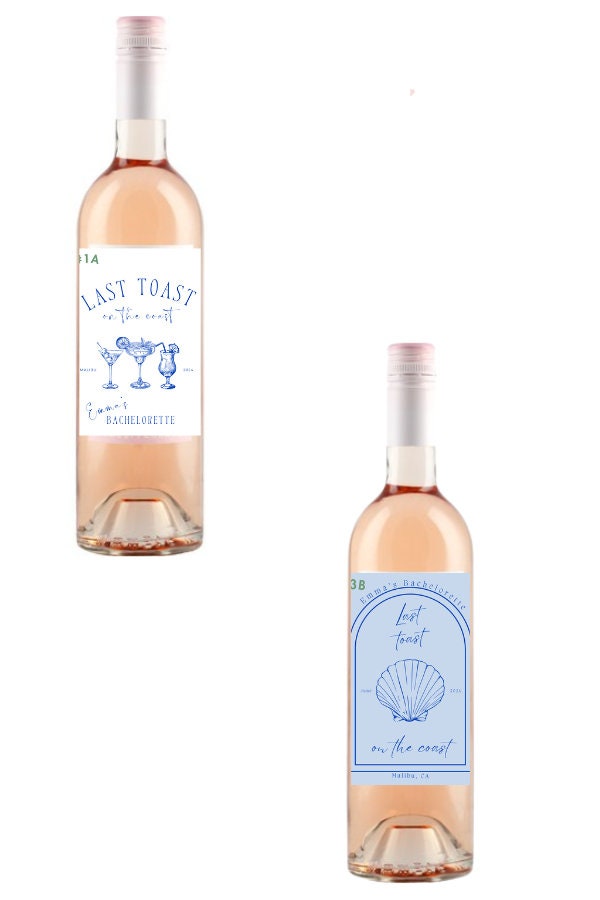 Toast on the Coast Champagne Labels Coastal Bachelorette Favors ...