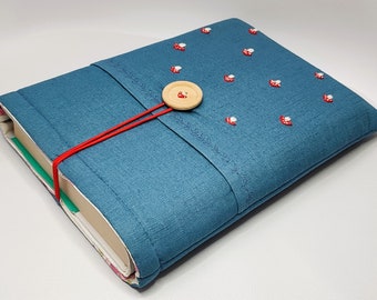 Mushrooms Linen Padded Book Sleeve with Front Pocket / Hardcovers Paperbacks Book Case / Bookworm Readers Teachers Gifts