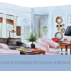 Custom Watercolor Interior Painting | Interior Decorating Art | Housewarming Gift | Room Painting | Watercolor Art on Handmade Paper