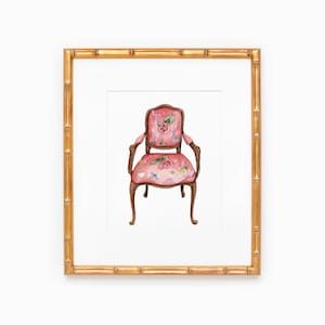 French Provincial Chair Art Print | Watercolor Furniture Painting | Chinoiserie | Living Room Art | Apartment Decor | Chair Illustration