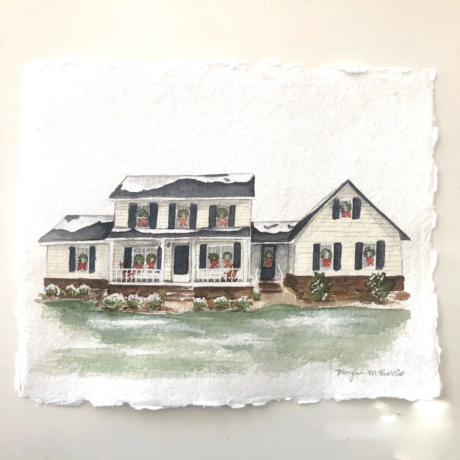 Watercolor House Painting House Portrait Home Sweet Home First Home