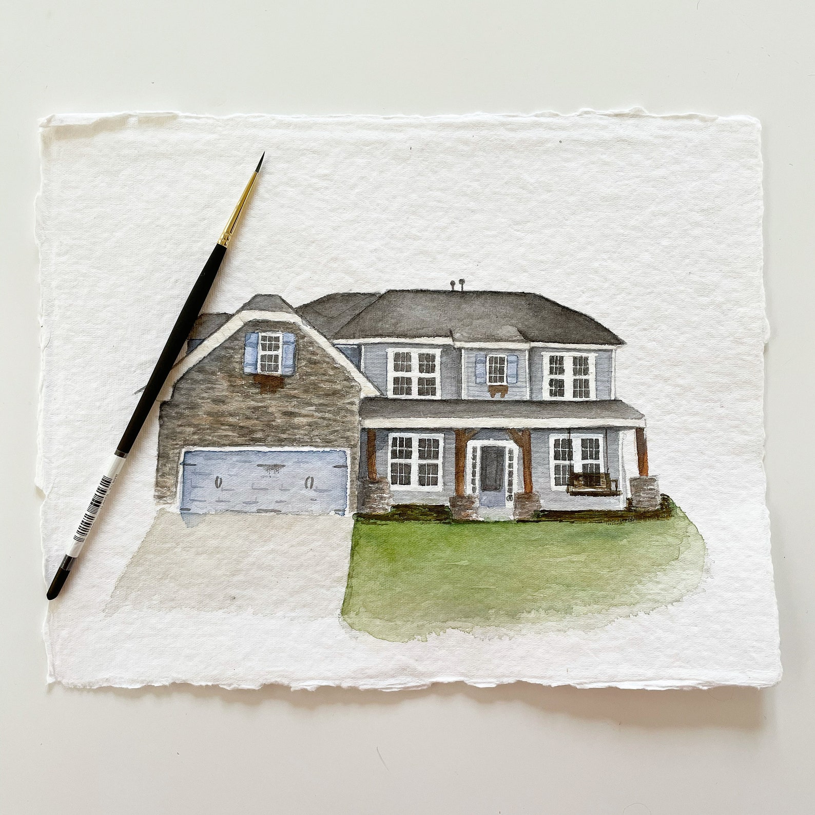 Watercolor House Painting House Portrait Home Sweet Home First Home