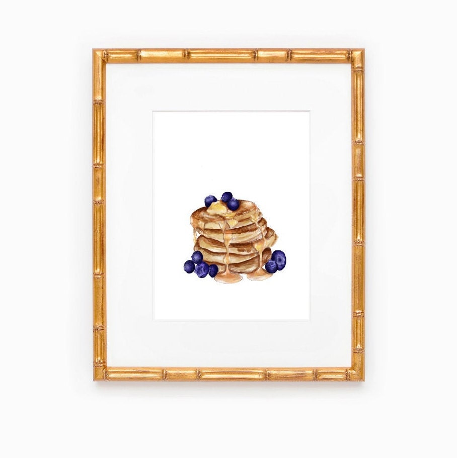 Crêpes Pour Le Petit Déjeuner | Petit Art Décoration Murale de Cuisine Peinture Crêpes Blueberry Pan