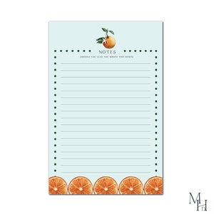 Watercolor Orange Notepad | Cute Notepad | Citrus Writing Pad | Illustrated Citrus Notepad | Desk Stationery | Citrus Stationery
