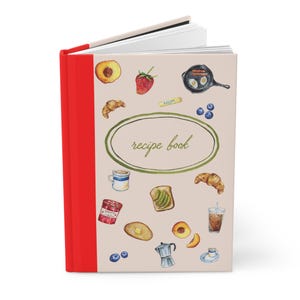 Recipe Book | Cute Hardcover Notebook with Watercolor Food Illustrations | Lined Cookbook Journal for Recipes Foodie Gifts & Kitchen Notes