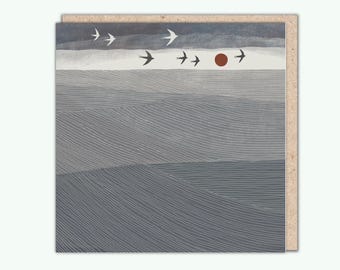 Artist's Greeting Card, 'Swallows Migrating' by Tjitske Kamphuis, PaperBird. NEW!