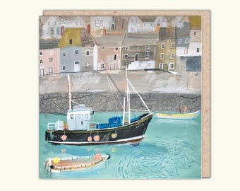 Artist's Greeting Card, 'Black Boat' by Janine Burrows, PaperBird.