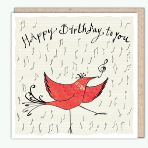 InkyBeak vogel wenskaart, 'Happy Birthday To You' van PaperBird