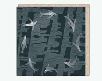 Artist's Greeting Card, 'Seals in a Kelp Forest' by Tjitske Kamphuis, PaperBird. NEW!