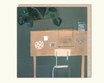 Artist's Greeting Card, 'Home Working' by Janine Burrows, PaperBird.