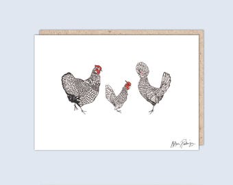 Huhn Grußkarte, 'Trio Of Silver Laced' von Arthurboden